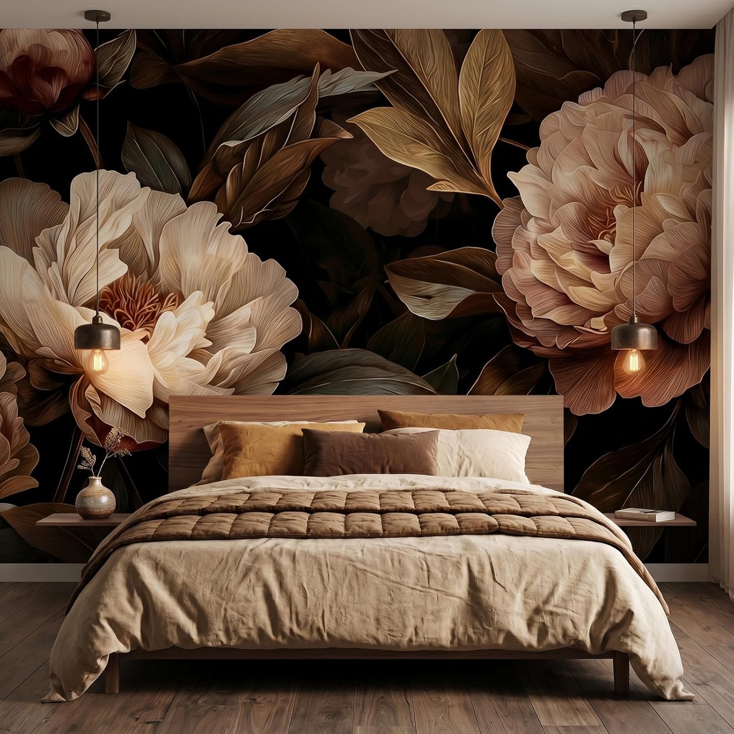 Interior Design Home Decor - Элегантный настенный гобелен с пионами, ботанический