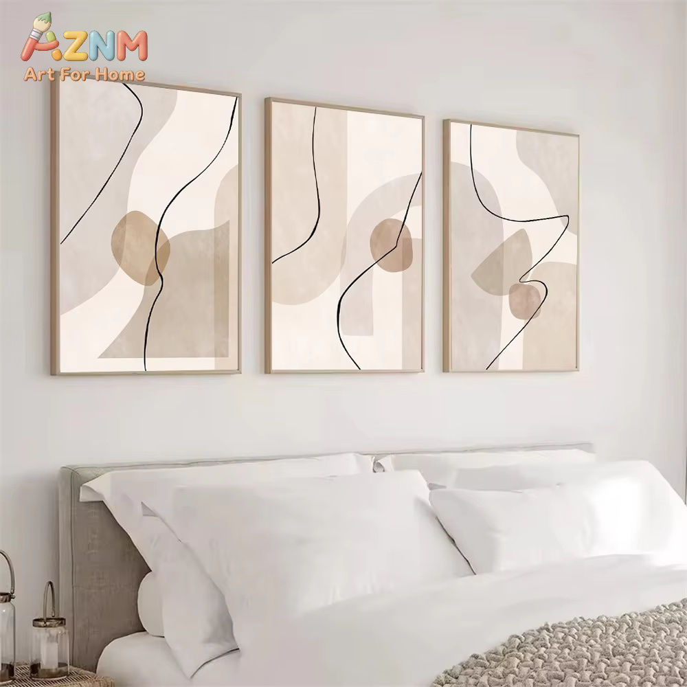 Interior Design Home Decor - Абстрактные бежевые геометрические линии, настенное искусство,