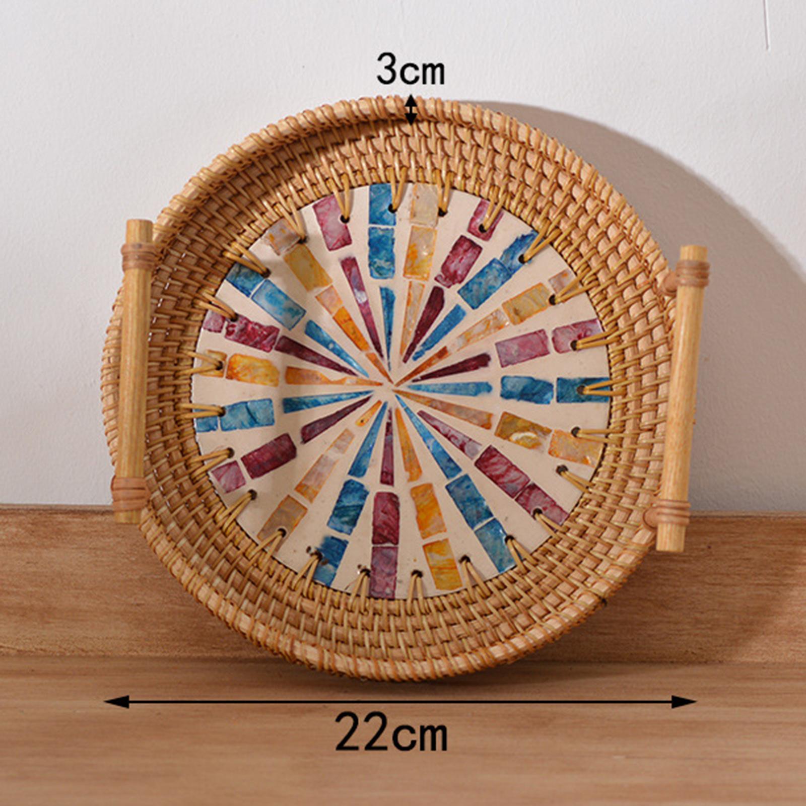 Rattan Tray Handle - Круглая корзина для хранения из ротанга