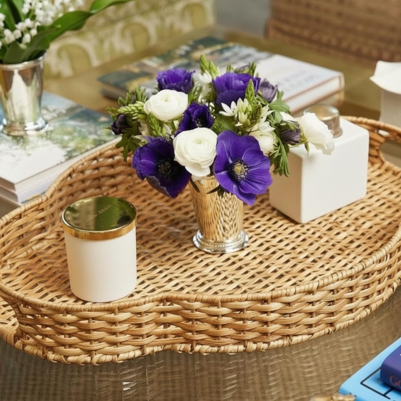 Плетеный поднос с ручками, орг – обзор и цена Rattan Tray Handle