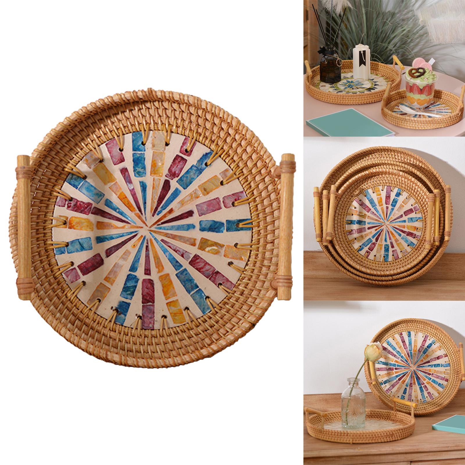 Круглая корзина для хранения и – обзор и цена Rattan Tray Handle