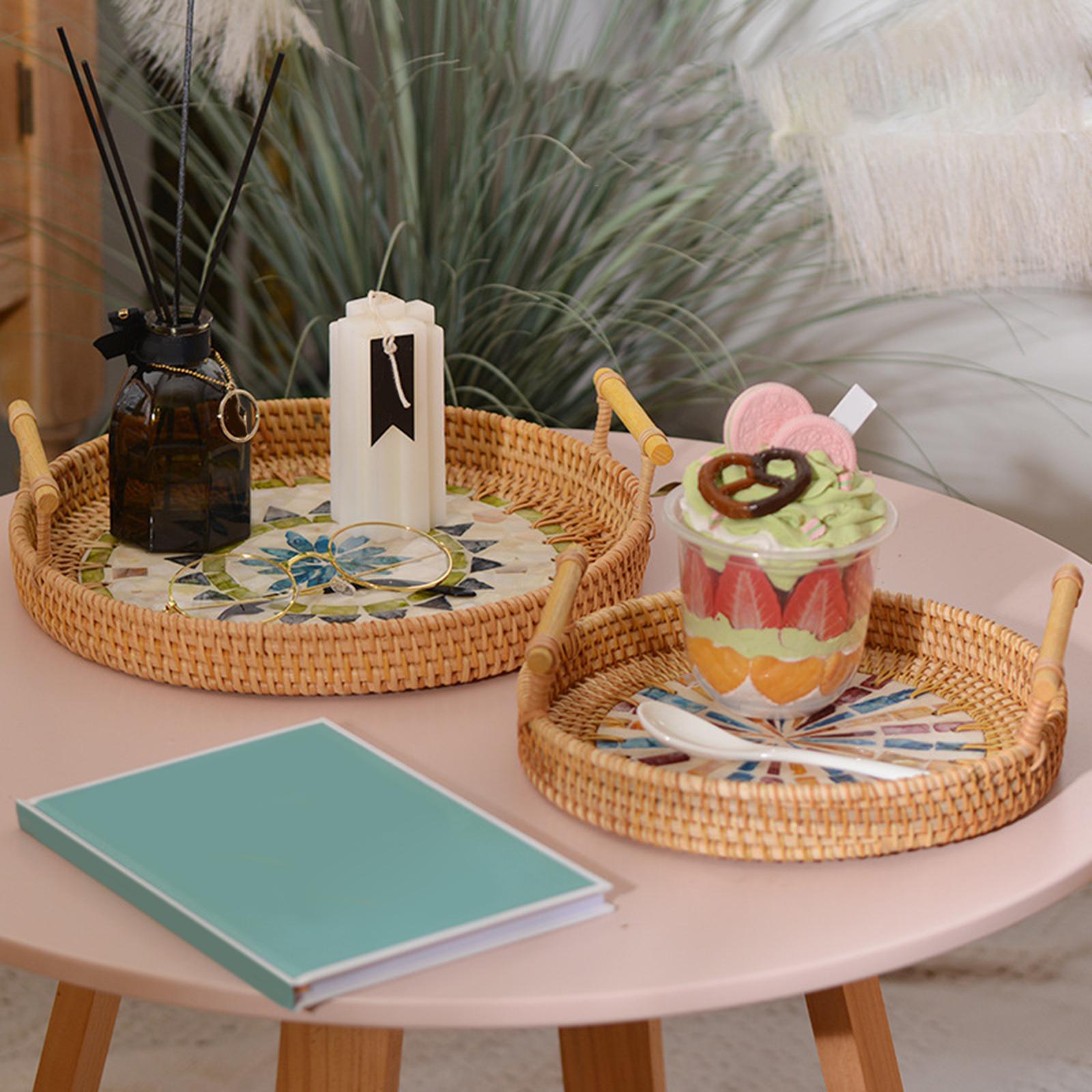 Круглая корзина для хранения и – обзор и цена Rattan Tray Handle