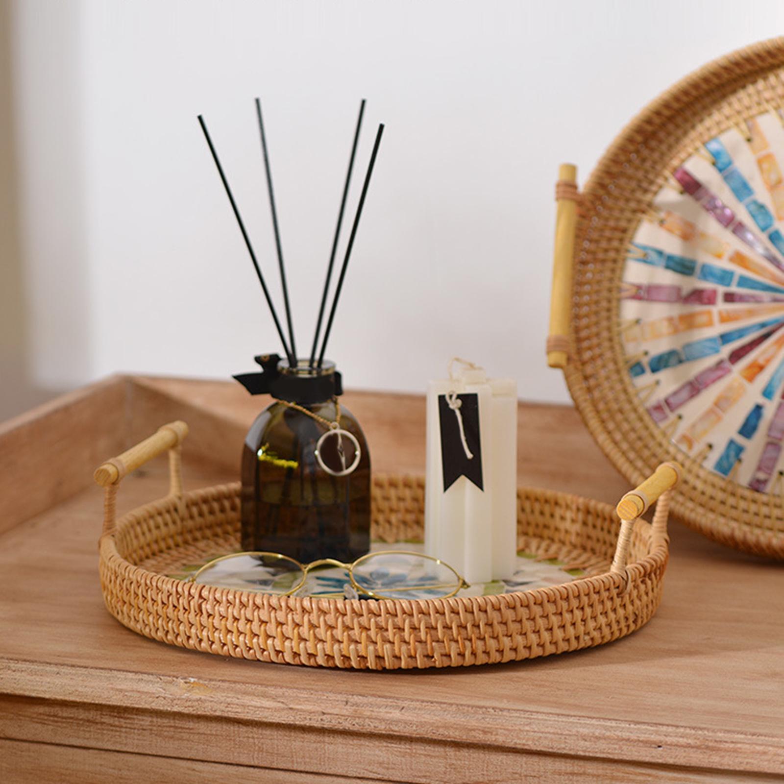 Круглая корзина для хранения и – обзор и цена Rattan Tray Handle