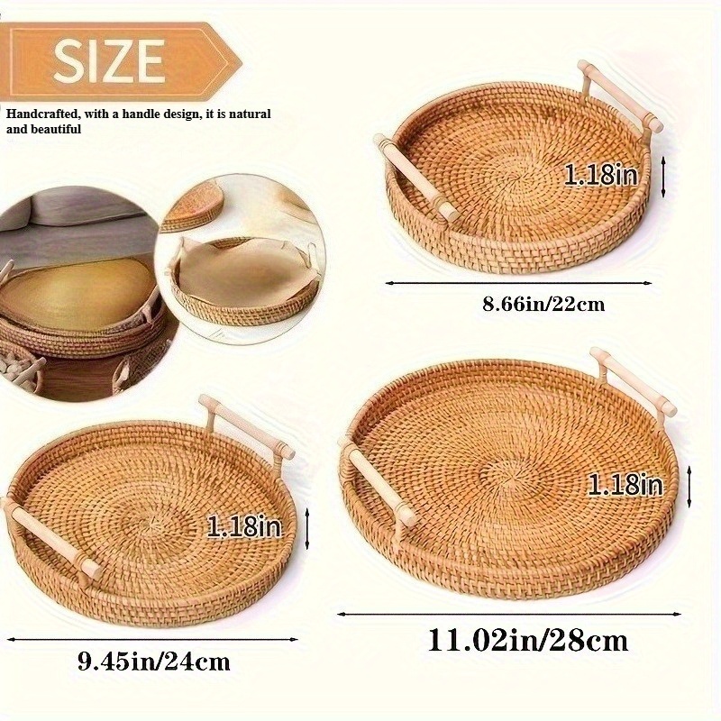 Плетеное круглое блюдо из рота – обзор и цена Rattan Tray Handle